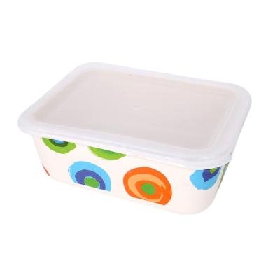 China Viable Biodegradable Decal Printing Bamboo Lunch Box Bento Box Storage Box Medium Size Fiberglass Container with Bamboo FibreLid for sale