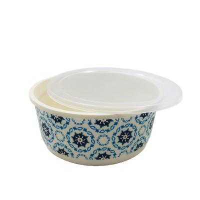 China Disposable Promotional Storage Bowl 5pcs Set Bamboo Fiber Food Storage Container Bowl Five Sizes With Sealed Lid for sale