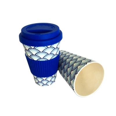 China Travel Mug Eco Friendly Coffee Mug Natural Bamboo Fiber Bamboo Tumbler Cup With Silicone Lid/Sleeve For Hot Drinking for sale