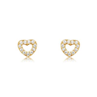 China Beautiful Lead Free Nickel Free Cubic Zirconia Heart Stud Earrings With Gold Plated 18k Sterling Silver 925 Earrings Jewelry Women for sale