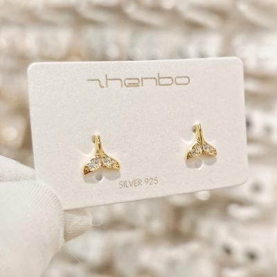 China Bling Jewelry Lead Free 925 Sterling Silver 18K Sterling Silver Gold Plated Dolphin Tail Earrings With Zircon Hair Gold Plated Earring For Short for sale