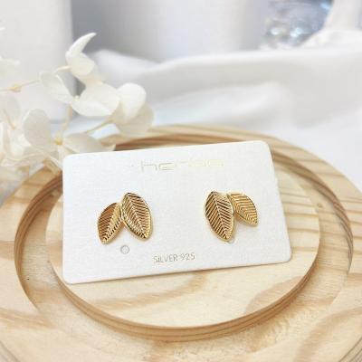 China Lead Free Nickel Free Classic 18K Yellow Gold Leaf 925 Sterling Silver Leaf Statement Earrings 2022 For Women for sale