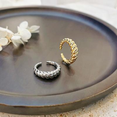 China Hot Sale Fashion 925 Lead Free Nickel Free American European Silver Plated 18k Sterling Gold Adjustable Crescent Ring Open Ring For Women Resizable for sale