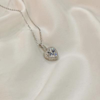 China Wholesale china collar de plata 925 sterling silver heart zircon necklace heart pendant necklace lead free nickle free jewelry for sale