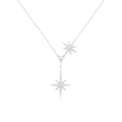 China Lead Free Nickel Free Japan And South Korea Popular With 925 8 Silver Star Sweater Chain Inlaid Zircon Women Necklace for sale