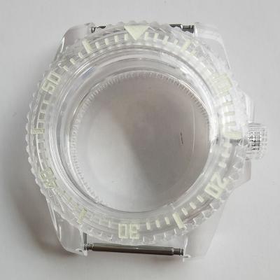 China 40mm Unidirectional Watch Bezel NH35 NH36 Transparent Plastic Acrylic Movement Case Counterclockwise Rotating Assembly for sale