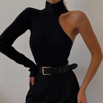 China 2021 New Winter Fashion Women's Long Sleeve One-Shoulder Round Neck Solid Color Slim Nude Jumpsuits QUICK DRY For Women for sale