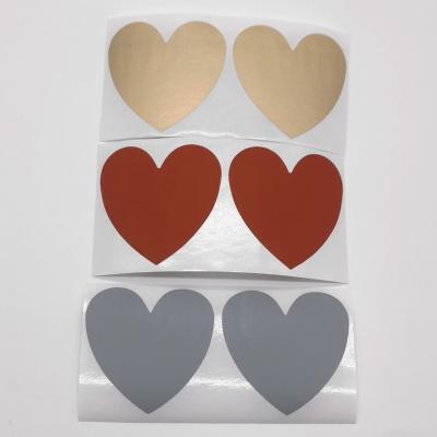 China Scratch Scratch-off Stickers 50x50mm Love Heart Shape Blank For Secret Code Cover Home Match Wedding Message for sale