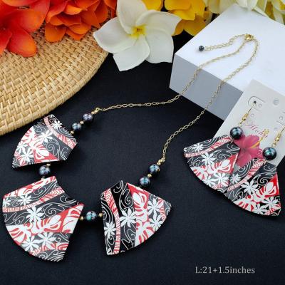 China Samoa Tribal Designs Flower Casual/Sporting Hot Sale Acrylic Earrings and Hawaiian Necklace Sets Jewelry Factory Wholesale for sale