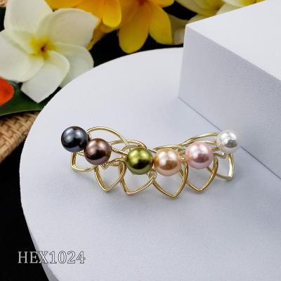 China Casual/Sporty Flexible Heart Rings Gold Plated Over Brass Hawaiian Pearl Jewelry Ring For Women Whole Sale for sale