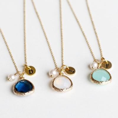 China Letter Long Chain Pendant Necklace Gold Plated Initial Beads Necklace for sale