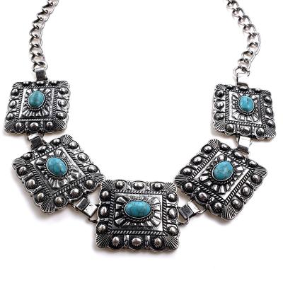 China ALLOY Cowboy Square Turquoise Beads Pendant Necklace for sale