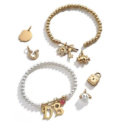 China Casual/Sporty Personalized Gold Bar Beaded DIY Charm Bracelet Jewelry Bangle for sale