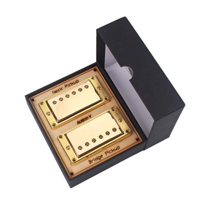 China Mini Humbucker Pickup Double Coil Chrome Gold N14k/B15.2k For Lp Electric Guitars 5-Conductor PVC for sale