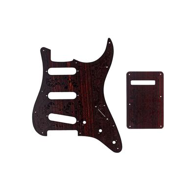 China 11 Holes Rosewood SSS Style Guitar Pickguard Achterplaat & Schroeven Voor ST Elektrische Guitar Accessoires Onderdelen Te koop