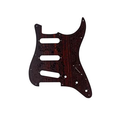 China Rosewood Guitar Pickguard SSS Scratch Plate Bauhinia Pattern 11Hole voor Stratocasters Elektrische gitaren Te koop