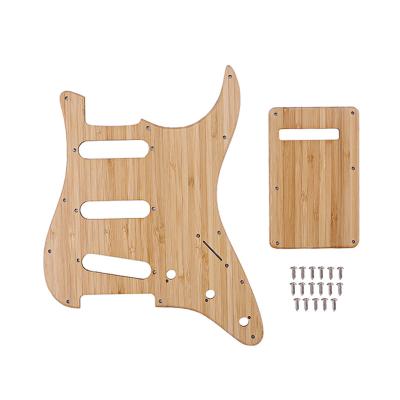 China Bamboe Electric Guitar Pickguard SSS 11 Holes met achterplaat schroeven voor ST elektrische gitaar Accessoires Onderdelen Te koop