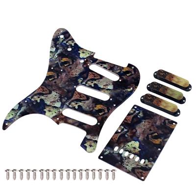 China Battlefield Pattern 3-Ply Standard SSS Electric Guitar Pickguard Set Screw Back Plate Scratch Plate ST Electric Guitars for sale