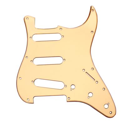 China Mirror Gold SSS gitaar Pickguard 11 holes Scratch Plate voor USA/Mex STRATOCASTER Strat elektrische gitaren Te koop