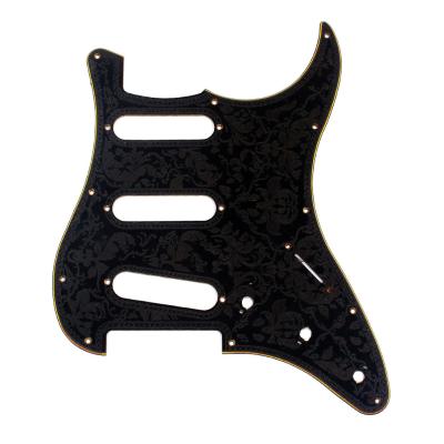 China 3Ply 11-holes SSS elektrische gitaar pickguard gesneden bloem schraapplaat voor ST-stijl gitaar accessoires onderdelen Te koop