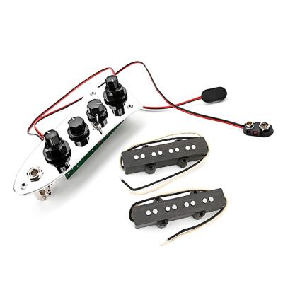 China Alnico 5 Jazz JB Bass Pickup Neck/Bridge And Loaded Wired Control Plate with Black Knobs Set for 4 String Bass Parts for sale