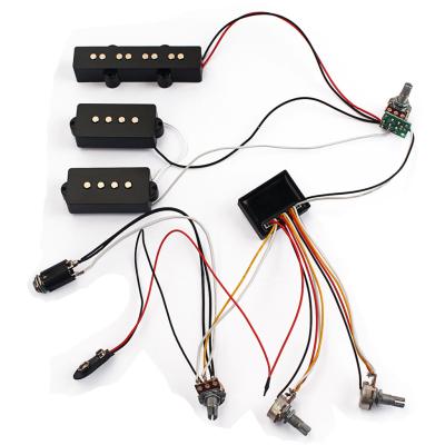 Китай 3 Band Equalizer EQ Preamp Circuit Bass Guitar Tone Control Wiring Harness and JP Pickup Set for Active Bass Pickup продается