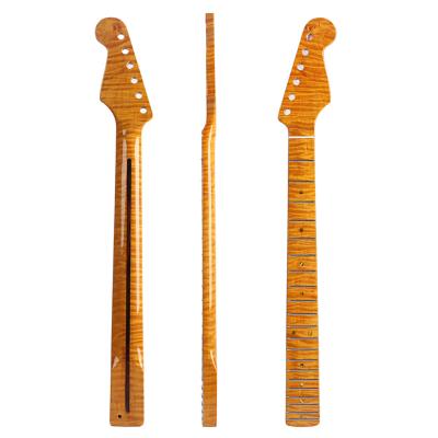 China Fender Stratocaster Neck Replacement 21 Frets Maple For ST Electric Guitar Abalone Dots Tiger Flame zu verkaufen