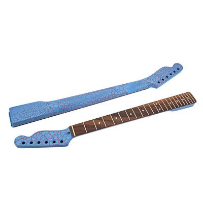 China Maple Fender Tele Neck Replacement 22 Frets Rosewood Fretboard Blue Burst Crack White Dot for sale