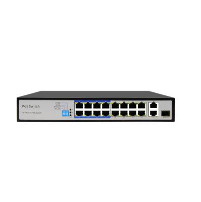 China POE 10/100M Unmanaged 16 Gigabit ONE SFP Ports AI 500m 16port PoE Switches Long Distance Plug and Play Te koop