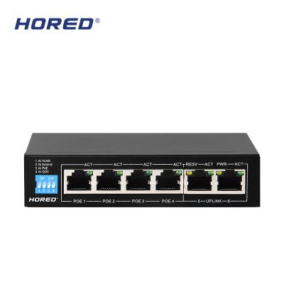 China POE Hored 4+2 Million Bit BT POE Switch , Single Port Max Support 90W en venta