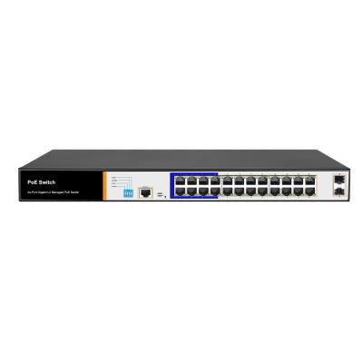 China LACP Hot-selling 24 Port Managed Layer 2 PoE Switch 100-240V Supports AI POE For CCTV Te koop