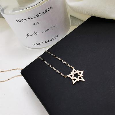 China Trendy Jewelry Necklace 18K Gold Plated Link Chain Frosted Star Pentagon Necklace For Women Men for sale