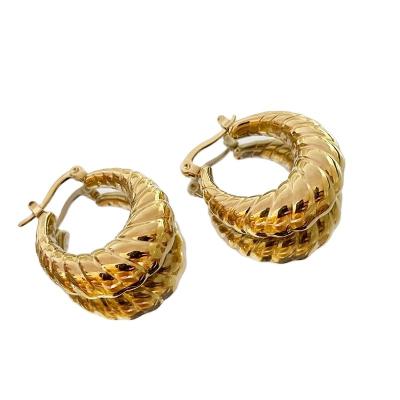 China Fashion Trendy Stainless Steel Jewelry Earrings Twisted Circle Earring 18K Gold Plated Twisted Earrings For Women for sale