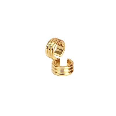 China Trendy Minimalist Fashion Jewelry Ear Clip Earrings 18K Gold Plated Stainless Steel Non Pierce Ear Cuff For Women for sale