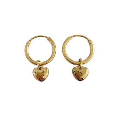 China Fashion Trendy Heart Jewelry Stainless Steel Pendant Earring 18K Gold Plated Earrings For Women for sale