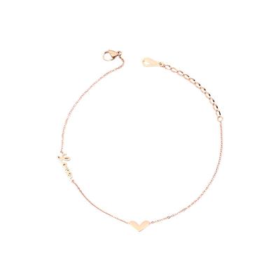 China Trendy Fashion Jewelry Minimalist Bracelets Love Heart Shape 18K Gold Plated Charm Bracelet For Women Men for sale