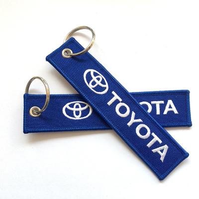 China Wholesale Promotion Gift Embroidery Design Double Sided Custom Woven Key Chain for sale