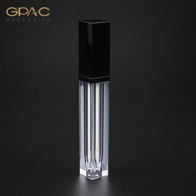 China Empty Cosmetics 7ml Square Lip Gloss Bottle Clear Lip Gloss Tube for sale