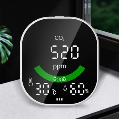 China Mini Desktop Carbon Dioxide Co 2 Vocht Meter Temp Detector for Indoor Air Monitor with Auto Alarm 1600mAh for sale