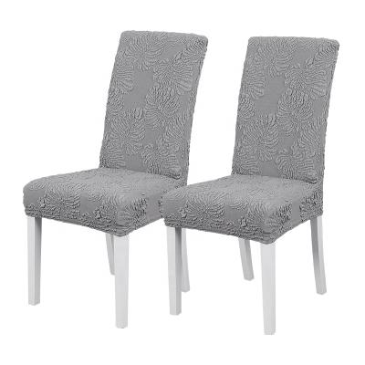 China Elastic Fabric Flower Jacquard Dining Chair Covers Elastic Dust Proof Dining Table Chair Cover Gray for sale