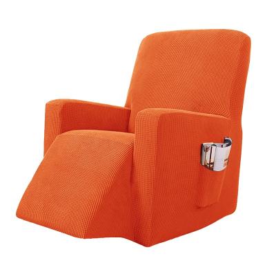 China Wholesale Elastic Netting Grid Jacquard Fleece Stretch Recliner Cover Recliner Chair Cover With Pockets for sale