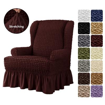 China High Elastic Durable Design 3D Stretch Arm Wingback Chair Cover Armrest With Fringe For Wingback Chair Sofa for sale