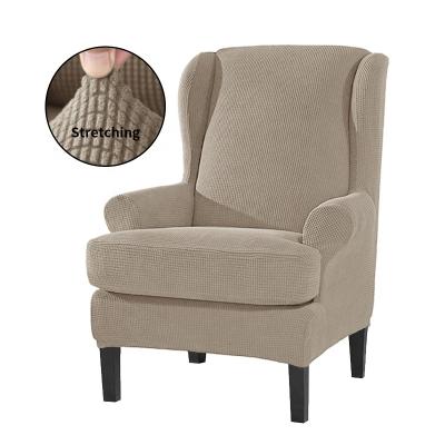 China Spandex Fabric Solid Color King Back Chair Cover Elastic Sloping Sloped Elastic Slip Covers Wingback Chair For Living Room for sale