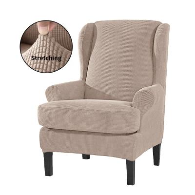 China Wingback Grid Jacquard Elastic Chair Cover Slip Resistant Polyester Spandex Solid Color Polyester Chair Sofa Cover For Wingback Chair Sofa for sale