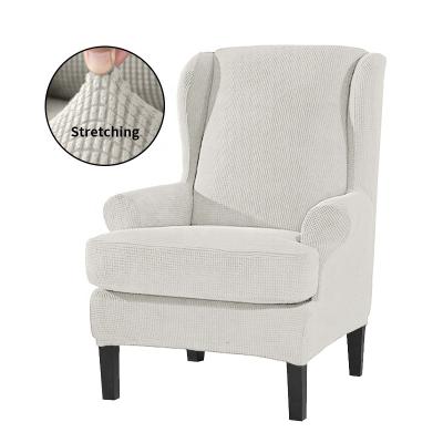 China Color Elastic Pure Stretch Wing Chair Slipcover Non-slip Chair / Sofa Covers Anti-pilling For King Back Chair Sofa for sale