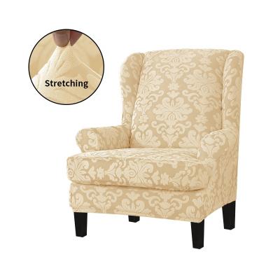 China Elastic Stretch Spandex Fabric Jacquard Armchair Wingback Chair Cover Sofa Chair Cover For Furniture Wing Back Armchair Slipcover for sale