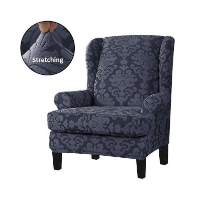 China Wing Chair Cover Wingback Chair Jacquard Elastic Polyester Fabric Anti Pilling Knitting Sofa Cover for sale