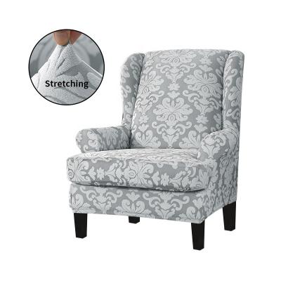 China Anti-slip Wing Back Armchair Cover Chair Sofa Cover Wholesale Sloping King Elastic Stretch Polyester for sale