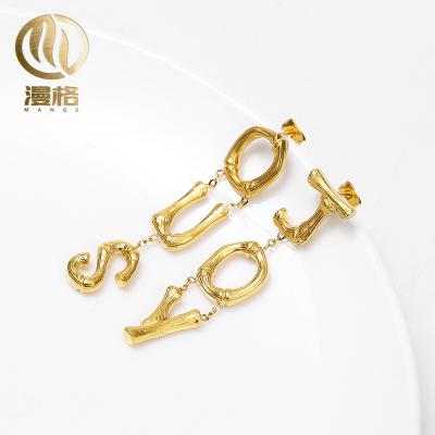 China Factory Supply Longevity CLASSIC High Fashion Directly In Stainless Steel Stud Earrings Stock Letter for sale