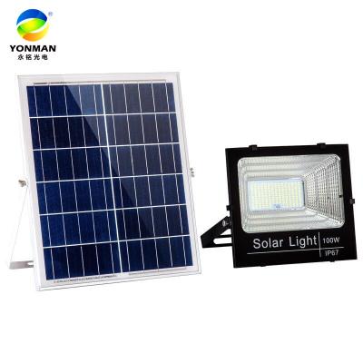 China OUT DOOR 100w ip66 ip67 aluminum led outdoor morden solar panel remote control flood light for sale